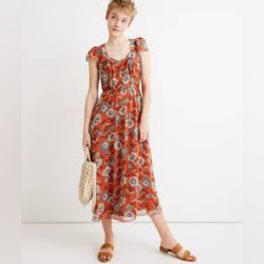 NWT MADEWELL s12 gorgeous midi dress Sweetheart neckline Will go right into fall
